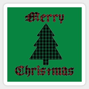 Merry Christmas Tree Plaid (Small Design) Sticker